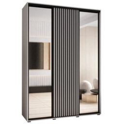 Arte Sapporo Ii White Matt Mirrored Sliding Door Wardrobe - Crisp Finish, Lamella Effect (H)2050mm (W)1700mm (D)600mm - thumbnail 2