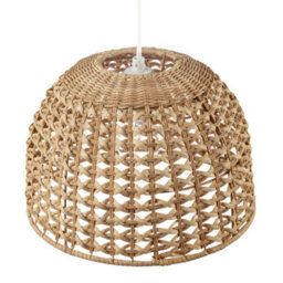 Happy Homewares Vintage Intricate Woven Lattice Light Toned Rattan Pendant Light Shade - thumbnail 3