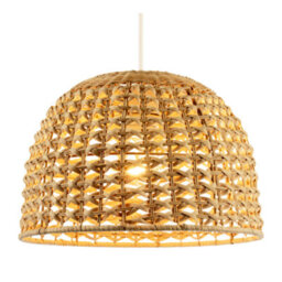 Happy Homewares Vintage Intricate Woven Lattice Light Toned Rattan Pendant Light Shade - thumbnail 2