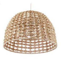 Happy Homewares Vintage Intricate Woven Lattice Light Toned Rattan Pendant Light Shade - thumbnail 5