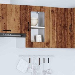 Berkfield Kitchen Wall Cabinet With Glass Door Kalmar Old Wood Engineered Wood - thumbnail 4