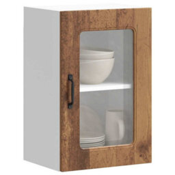 Berkfield Kitchen Wall Cabinet With Glass Door Kalmar Old Wood Engineered Wood