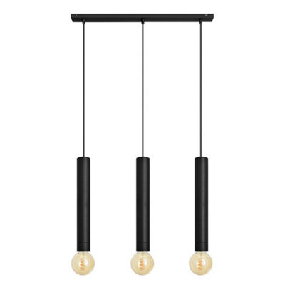 Luminosa Lighting Luminosa Tuba Straight Bar Pendant Ceiling Light Black 60Cm
