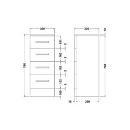Nuie 250X300 Cupboard,nuie Mayford 4 Drawer Medium Storage Unit - thumbnail 4