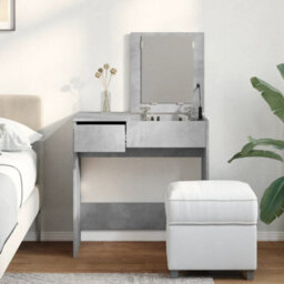 Berkfield Dressing Table With Mirror Concrete Grey 73X46.5X120 Cm - thumbnail 4