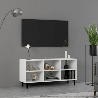 Berkfield Tv Cabinet With Metal Legs White 103.5X30X50 Cm - image 1