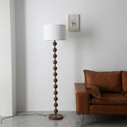 Komore Rosewood Floor Lamp, Drum Fabric Shade Foot Switch E27,wood Grain Freestanding Floor Light - thumbnail 4