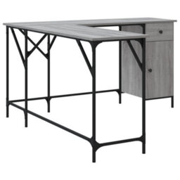 Berkfield Desk Grey Sonoma 141X141X75 Cm Engineered Wood - thumbnail 6