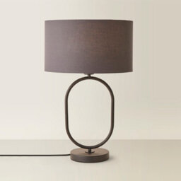 Valuelights Antonia Charcoal Fabric Drum Lamp Shade Matte Black Oval Table Lamp And Led Bulb - thumbnail 2