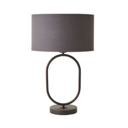 Valuelights Antonia Charcoal Fabric Drum Lamp Shade Matte Black Oval Table Lamp And Led Bulb - thumbnail 7