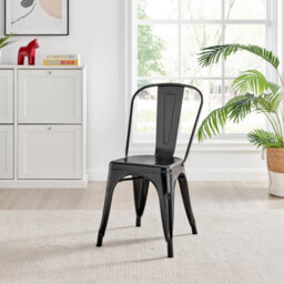 Furniturebox Set Of 2 Black Colton Tolix Style Stackable Industrial Metal Dining Chair - thumbnail 6