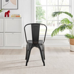 Furniturebox Set Of 2 Black Colton Tolix Style Stackable Industrial Metal Dining Chair - thumbnail 4
