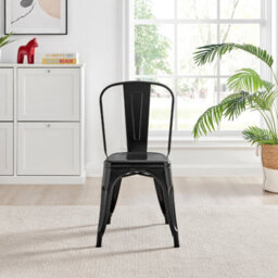 Furniturebox Set Of 2 Black Colton Tolix Style Stackable Industrial Metal Dining Chair - thumbnail 5