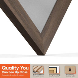 "AK Frames 25X17"" Walnut Sleek Vinyl Record Frame With Silver Mount For 12 Inch Lp Cover & Disc - Overlapped Design" - thumbnail 3