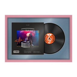 "AK Frames 25X17"" Pink Modern Vinyl Record Frame With Pompadour Mount For 12 Inch Lp Cover & Disc - Overlapped Design"