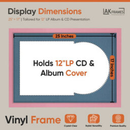 "AK Frames 25X17"" Pink Modern Vinyl Record Frame With Pompadour Mount For 12 Inch Lp Cover & Disc - Overlapped Design" - thumbnail 2