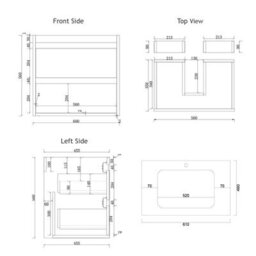 Royal Bathrooms Orion 600mm Matt White 2 Drawer Wall Hung Bathroom Vanity Unit With Carrara White Basin & Chrome Accent Trim - thumbnail 8