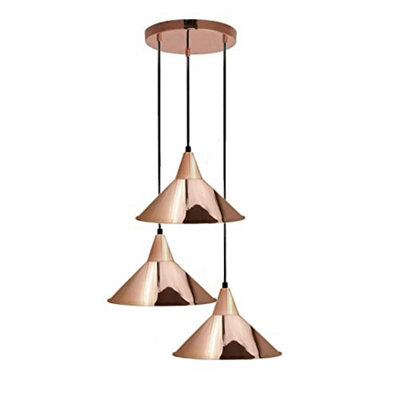 Vintage 3 Lights Industrial Retro Pendant Lights Fitting Rose Gold Metal E27 Hanging Light Fixtures For Dining Room Hallway - image 1