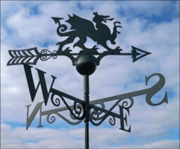 Poppy Forge Welsh Dragon Weathervane - Solid Steel - W61 X H88 Cm - Powder Coated Black