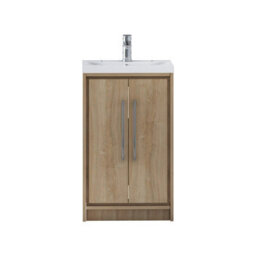 Royal Bathrooms Livora 500mm Natural Oak Cloakroom Floor Standing Vanity Unit 2 Door With Mid-Edge Basin - thumbnail 6
