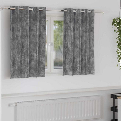 Berkfield Curtain With Curtains 2 Pcs Grey 140 X 140 Cm Velvet - image 1