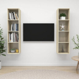 Berkfield Wall-Mounted Tv Cabinets 2 Pcs Sonoma Oak Engineered Wood - thumbnail 1