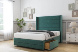 "Comfort Milano Emerald Plush Divan Bed Set 2 Drawers Foot-End - 54"" Wingback & 12"" Footboard 4' Small Double" - thumbnail 2
