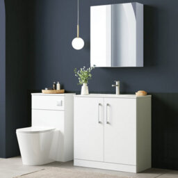 Balterley  Modern Bathroom 2 Soft Close Door & Minimalist Vanity Unit Basin, Gloss White, 435mm - thumbnail 3