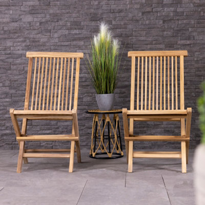 Charles Bentley Pair Of Solid Wooden Teak Outdoor Folding Garden Patio Chairs - image 1