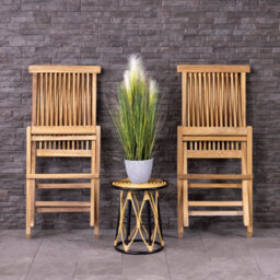 Charles Bentley Pair Of Solid Wooden Teak Outdoor Folding Garden Patio Chairs - thumbnail 2