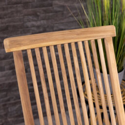 Charles Bentley Pair Of Solid Wooden Teak Outdoor Folding Garden Patio Chairs - thumbnail 3