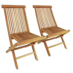 Charles Bentley Pair Of Solid Wooden Teak Outdoor Folding Garden Patio Chairs - thumbnail 4