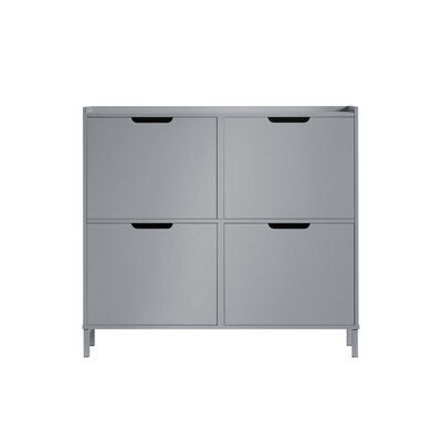 Sobuy Fsr100-Hg, Narrow Shoe Rack Shoe Cabinet With 4 Flip Drawers Slim Wooden Storage Cupboard,grey,w100Xd19Xh90.5 - image 1