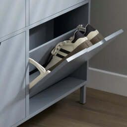 Sobuy Fsr100-Hg, Narrow Shoe Rack Shoe Cabinet With 4 Flip Drawers Slim Wooden Storage Cupboard,grey,w100Xd19Xh90.5 - thumbnail 8