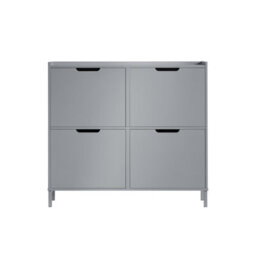 Sobuy Fsr100-Hg, Narrow Shoe Rack Shoe Cabinet With 4 Flip Drawers Slim Wooden Storage Cupboard,grey,w100Xd19Xh90.5 - thumbnail 1