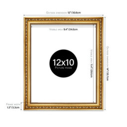 12X10 Gold Ornate Picture Frame (30.5 X 25.4Cm) Poster, Photo, Artwork, Gallery Wall Or Print - thumbnail 2