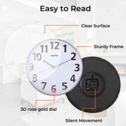 Geepas Wall Clock Modern Large Number Silent Round Clock Battery Operated - thumbnail 4