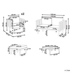 Beliani Garden Lounge Set With Table And Ottoman 4 Seater Baratti Acacia Wood Brown - thumbnail 3