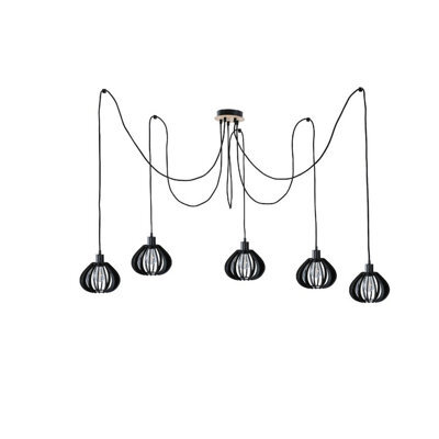 Luminosa Lighting Luminosa Nicoleta Cluster Pendant Ceiling Light Black And Natural, 5X E27