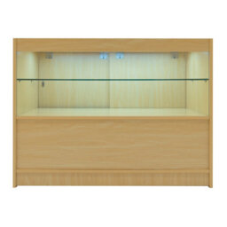 MonsterShop Maple Shop Counter Led Light C 1200mm Lockable Sliding Doors 2 Keys Retail Storage Unit Display Showcase Cabinet Reception Desk - thumbnail 2