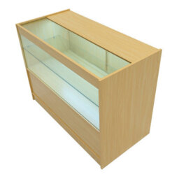 MonsterShop Maple Shop Counter Led Light C 1200mm Lockable Sliding Doors 2 Keys Retail Storage Unit Display Showcase Cabinet Reception Desk - thumbnail 7