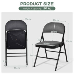 Costway Set Of 6 Folding Fabric Padded Chairs W/ Sponge Seat And Backrest-Grey - thumbnail 2