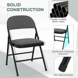 Costway Set Of 6 Folding Fabric Padded Chairs W/ Sponge Seat And Backrest-Grey - thumbnail 7