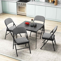 Costway Set Of 6 Folding Fabric Padded Chairs W/ Sponge Seat And Backrest-Grey - thumbnail 4