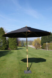 Large Hardwood Garden Parasol Umbrella - 3.5M Wide - (Black) - thumbnail 5