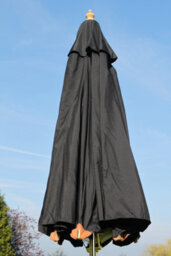 Large Hardwood Garden Parasol Umbrella - 3.5M Wide - (Black) - thumbnail 2