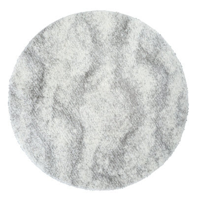 Livabliss Round Cloudy Shaggy-Solid Color Ivory Grey Plush Soft Pile Living Bedroom Rug 160 X 160 Cm Easy Care, Non Shedding - image 1