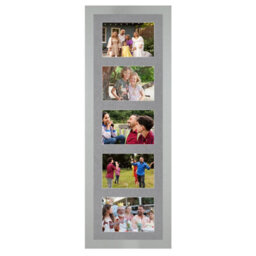 AK Frames 26X8 Light Grey Modern Multi Photo Frame With Mid Grey Mount - Holds 5 Apertures (5X) 6X4 Photos - thumbnail 1