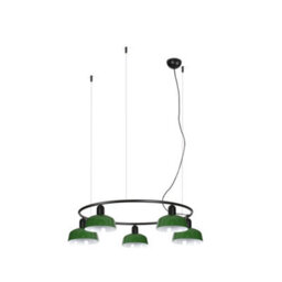 Luminosa Lighting Luminosa Tatawin Small Pendant Ceiling Light Black, Gloss Green 5X E27