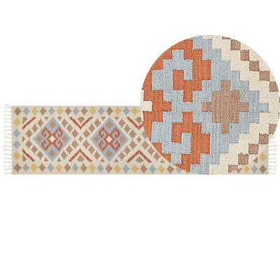Beliani Rug Atan Multicolour 80 X 300 Cm Cotton Kilim - image 1